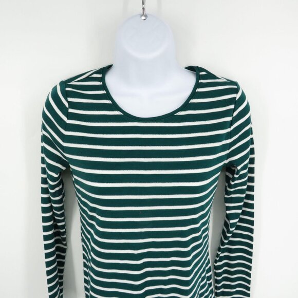 Charter Club Womens Green White Striped Long Sleeve Shirt XS $24.99 - Picture 3 of 5